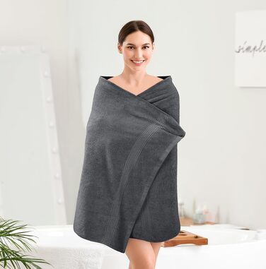 Набір банних рушників Utopia Towels, 100% бавовна, 69 x 137 см, сірі, 4 шт. — м'які та гігроскопічні рушники для душу з петлею для підвішування