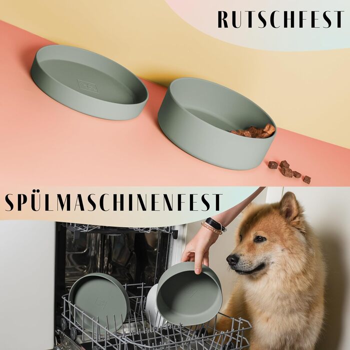 Миска для собак Ne&no® Silikon Fress 1200 мл, зелений колір, з кришкою, нековзна, для маленьких та середніх порід
