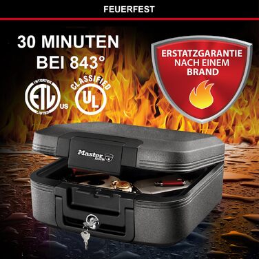 Master Lock Waterproof Safe with Key - 5L Fireproof & Waterproof Travel Safe Box for Documents & Valuables