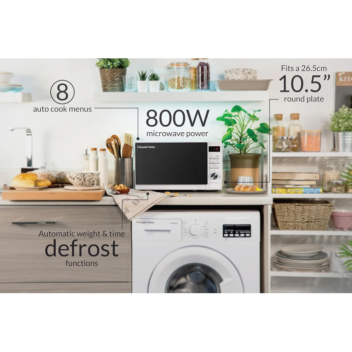 Мікрохвильова піч Russell Hobbs RHM2079A, 20 л, 800 Вт, біла