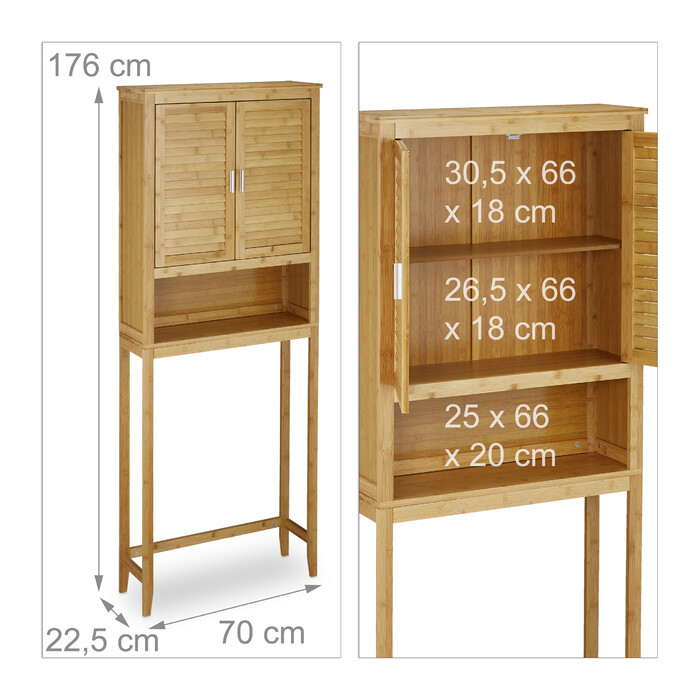 Relaxdays Bamboo Slatted Washing Machine Shelf