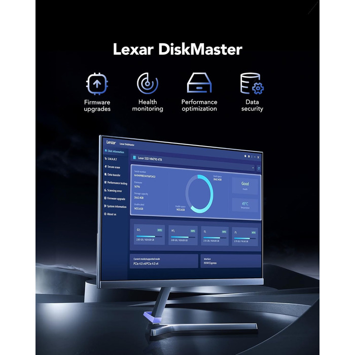 Lexar EQ790 2TB SSD M.2 PCIe Gen4x4 NVMe 1.4 - Внутрішній SSD для PS5 та ПК, 7000 МБ/с (читання), 5000 МБ/с (запис)