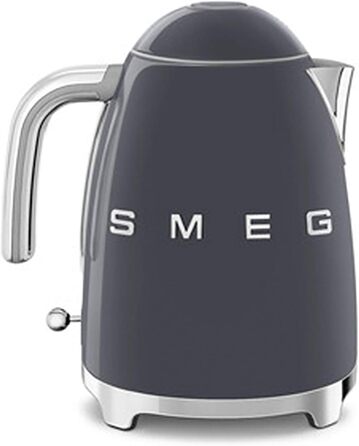 Електричний чайник Smeg KLF03PKEU 1.7L сірого кольору з нержавіючої сталі, з м'яким відкриванням кришки та фільтром від накипу