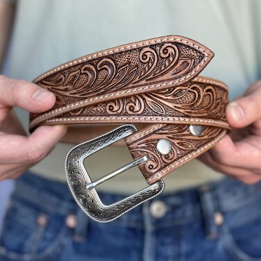 Чоловічий шкіряний ремінь Daniel's Artplanet Westerngürtel, 3,8 см, ручної роботи, з гравіюванням, для талії 48 дюймів (колір: коричневий)