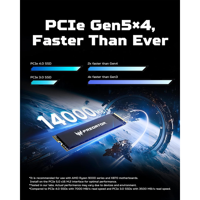 SSD Acer Predator GM9000 Gen5 1TB NVMe PCIe 5.0 - Швидкий накопичувач для ігор та ПК