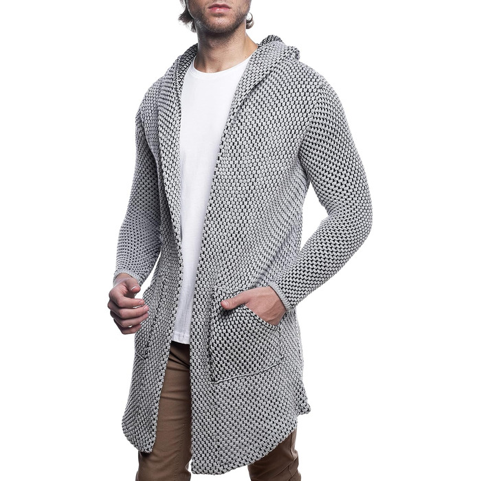 Чоловічий кардиган Carisma з капюшоном, довгий, сірий, розмір L
