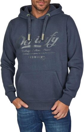 Худі DENIMFY для чоловіків, Regular Fit, з капюшоном, принт, бежевий, зелений, синій, чорний, сірий, розміри S-5XL (M, Navy-anthra-mineral Green)