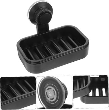 Настінний диспенсер для мила з присосками, мильниця, тримач для ванної кімнати та кухні, без інструментів, міцний та простий у встановленні, чорний