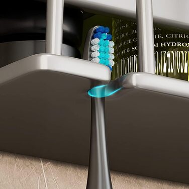 Electric Toothbrush Holder Wall Toothbrush Holder Adhesive Without Drilling for Bathroom, Space Aluminum, Hand Toothbrush, Toothpaste, Cup Storage (Gray)