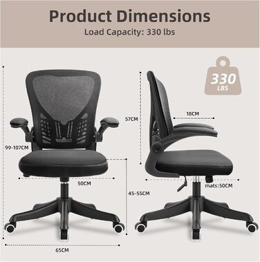 Ергономічне офісне крісло з підтримкою попереку та регульованою підголівником, велике сидіння, для офісу та дому (без підголівника)