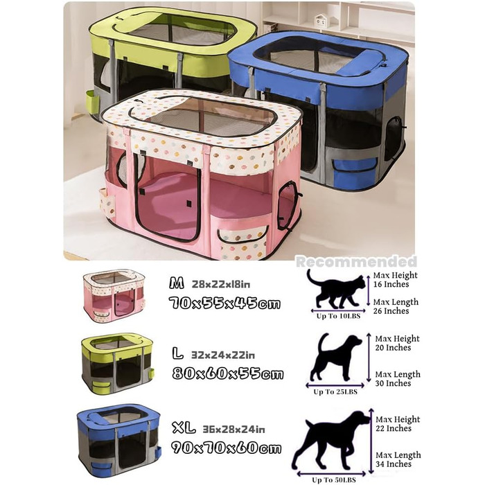 Переносний вольєр для собак та котів 90x70x60 см, рожевий. Зручний вольєр-загон для тварин, переносна клітка для собак та кошенят.