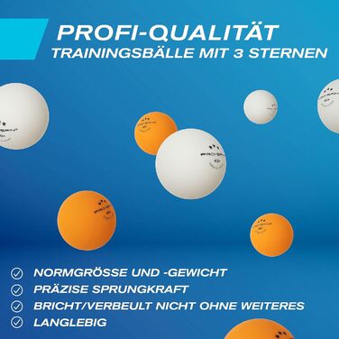 PRO SPIN Table Tennis Set with Net - Mobile Table Tennis Net, 3-Star Table Tennis Balls, Case & Paddles | Perfect Gift Set for 4 Players