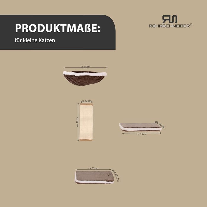 Комплект для лазіння котів Rohrschneider - стінова конструкція з гамаком та ігровими елементами, сірий