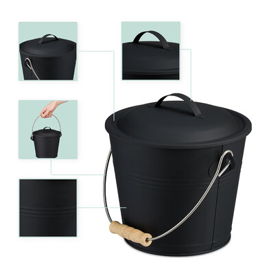 Relaxdays Ash Bucket with Lid & Broom Set 4.5 L