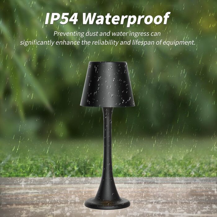 Зовнішня LED-лампа Mr. White з акумулятором, вологостійка, бездротова, торшероподібна, з регулюванням яскравості для ресторану, кухні, патіо, їдальні (золотиста) (чорна + ротанговий абажур)