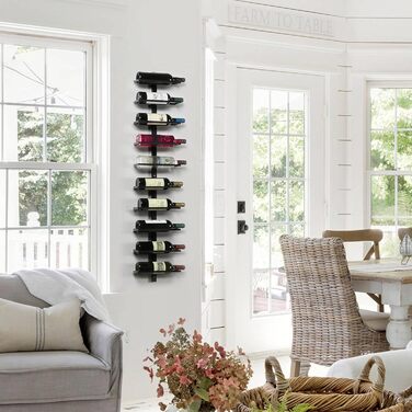 Yaheetech Wine Rack Bottle Holder Wine Shelf Storage Shelf for Wall Metal 10 Bottles, Black