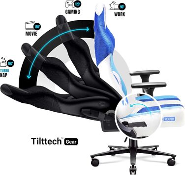 Ігрове крісло Diablo X-Player 2.0 Frost White, тканинне, ергономічне, 3D підлокітники, подушки для шиї та попереку, широка сидушка, вага до 150 кг, офісне/геймерське крісло, розмір L