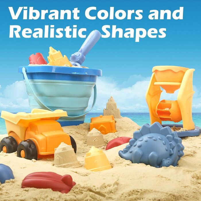 YIMORE Sand Toys for Boys and Girls, 30 Pieces Sandbox Beach Toy Set with Sand Molds, Sand Toys for Ages 2, 3, 4, 5