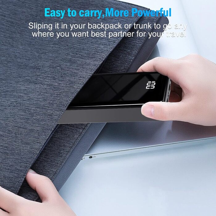 Портативний зарядний пристрій Power Bank 24000 mAh з ліхтариком, LED дисплеєм та швидкою зарядкою Type C. Зовнішній акумулятор для iPhone, iPad та інших пристроїв.