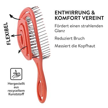 Щітка для волосся Chiara Ambra без заплутування - для жінок та чоловіків - розпушувач для кучерявого та довгого волосся - екологічна щітка-розпушувач, щітки для волосся - персиковий колір
