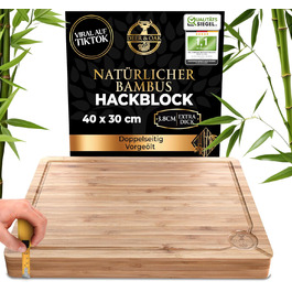 Дерев'яний обробний стіл Deer & Oak з бамбуком, 40 x 30 x 3,8 см - для м'яса, овочів та хліба