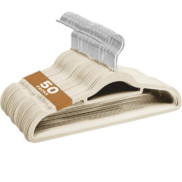 Набір велюрових вішалок для одягу, 50 шт. з органайзером для краваток, обертові гачки, кремовий колір