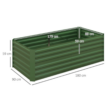 Outsunny Steel Raised Garden Bed, Planting Bed Cold Frame Garden Bed Flower Box Stackable, Planting Box Planter 180x90x60cm for Garden Balcony Terrace, Vegetable Bed for Flowers, Plants, and Fruit | Aosom