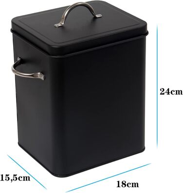 Кошик для порошку Theo&Cleo 6.5L, металева коробка для порошку, зберігання корму для собак/котів, кавових зерен (вугільний)
