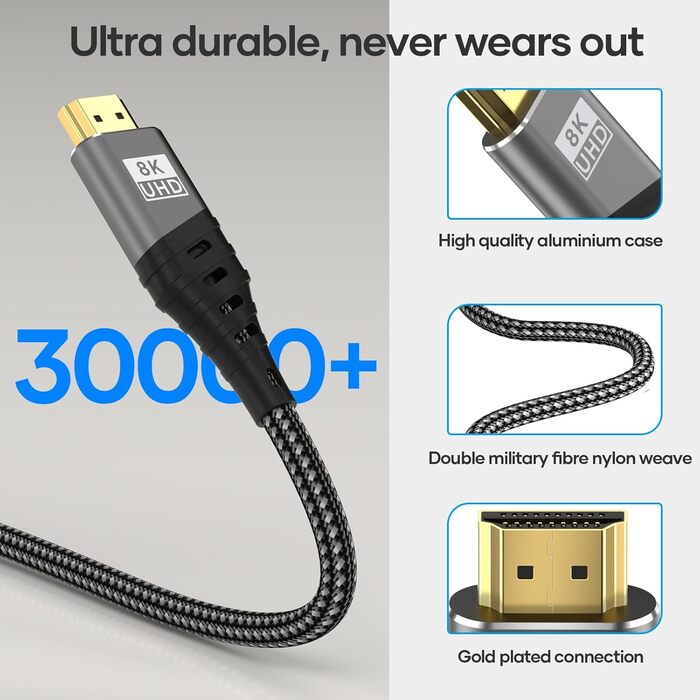 HDMI 2.1 кабель Ultra 48Gbps HighSpeed 8K@60Hz 4K@120Hz 5 метрів - підтримка eARC, HDCP 2.2/2.3, DTS:X, Atmos, PS5/4/3, HDTV, Xbox Series X/S, PC, Mac