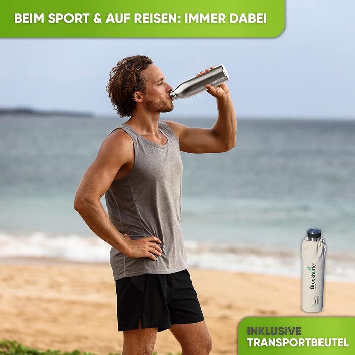 Stainless Steel Water Bottle/Thermos Flask 1L - Suitable for Carbonated Drinks, Leak-Proof, Dishwasher-Safe, Ideal for Sports, Hiking, Kids - BPA-Free