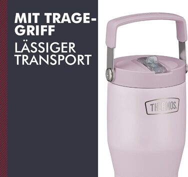 Термос REFRESHING SERIES з подвійними стінками, 850 мл, з трубочкою та ручкою (Лаванда Матова)