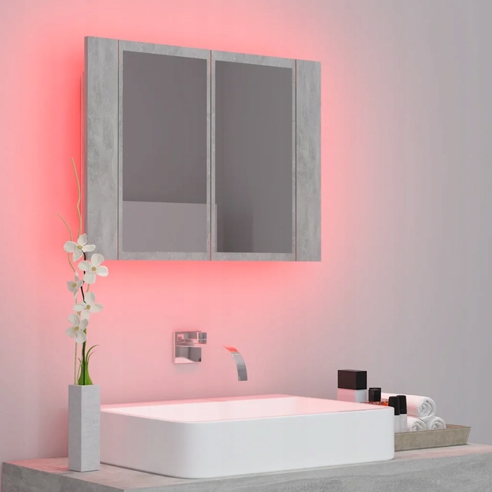 Шафа у ванну кімнату з дзеркалом та RGB LED-підсвіткою, колір 