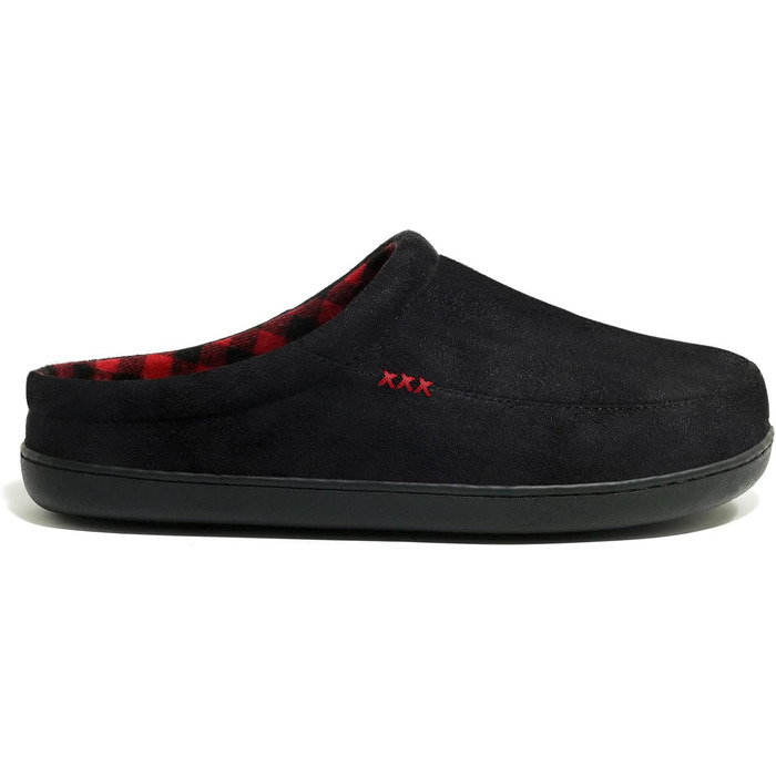 Чоловічі халапи NewDenBer з піною Memory Foam, теплі, зручні, м'які, з плюшевою підкладкою, зимові тапочки з неслизькою гумовою підошвою (41/42 EU, 3 Чорний/Червоний в клітинку)