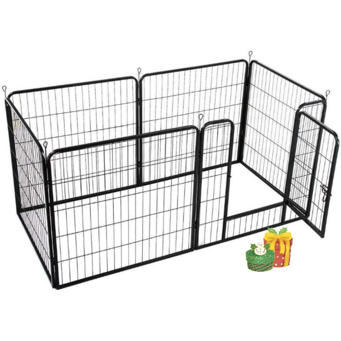 Клітка для собак, металева, розкладна, для цуценят, гризунів, кроликів, з дверцятами (310 x 2,5 x 75 см, 80 x 60 см)