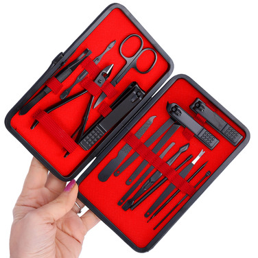 Набір для манікюру 16 предметів з футляром: кусачки, ножиці, пилки та аксесуари