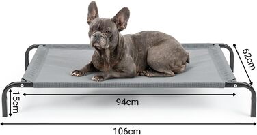 Textilene fabric dog bed, (L) 100 x 76 cm, (L 106 x W 62 x H 15 cm, Grey)