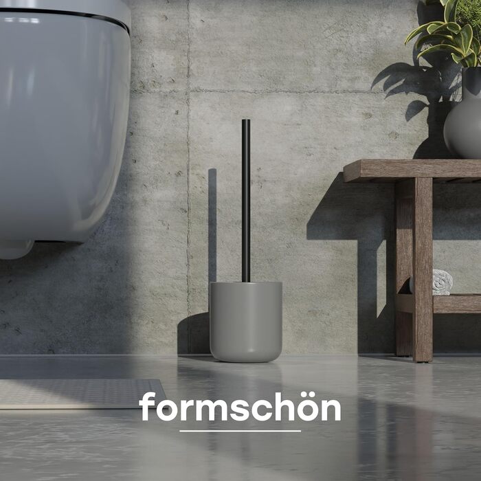 Набір для туалету SAVEGA: щітка для унітазу з нержавіючої сталі та силікону з антибактеріальною насадкою та тримачем (сірий)