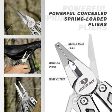 Mossy Oak 21-in-1 Multi-Tool - Stainless Steel Pocket Knife & Multi-Function Tool for Camping, Hiking & Repair - Includes Pouch