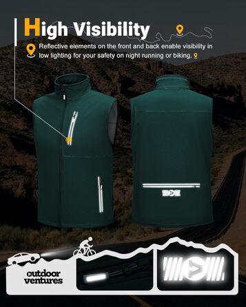 Чоловіча вітро- та водонепроникна жилетка Outdoor Ventures Softshe для їзди на велосипеді, XL, темно-зелений