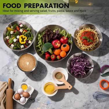 Набір салатниць та мисок Greentainer з нержавіючої сталі, 5 шт. (0,8л - 5,2л)