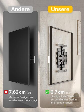 Кріплення для телевізора monTEK Ultra Slim, поворотне, для телевізорів 43-90 дюймів, товщина 1,1 см, VESA 600x400 мм, до 60 кг