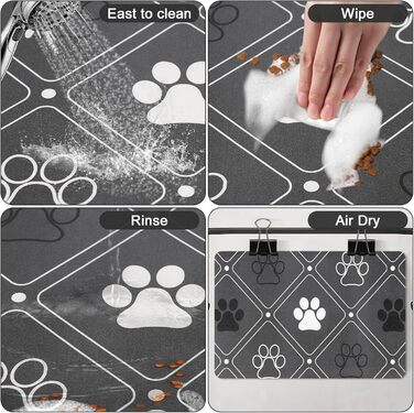 Килимок для тварин, надпоглинувач, для собак та котів, з неслизькою гумовою основою, швидковисихаючий, миючий, 40 x 60 см, 2 пари малюнків лап, чистий (в клітинку)