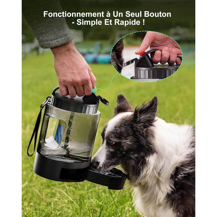 Льосоток 2200 мл пляшка для води для собак, переносний XXL великий об'єм - для подорожей та кемпінгу для великих собак (Чорний)