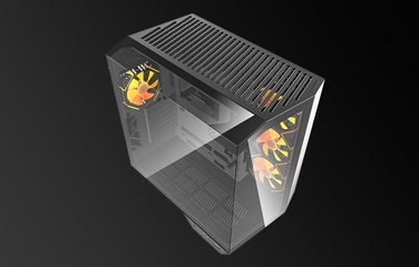 Корпус для ПК DarkFlash DY470 ATX Cube Case, 4 вентилятори ARGB, з ручкою