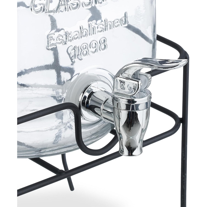 Набір диспенсерів для напоїв Relaxdays (2 шт), 4 л, з краником та кришкою, прозорий скляний диспенсер для води та лимонаду