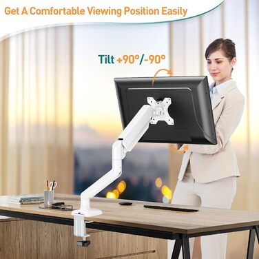 Кріплення для монітора ELIVED EV004W: газ-амортизатор, регулювання висоти, нахил, поворот, VESA 75/100mm (13-32 дюйми)