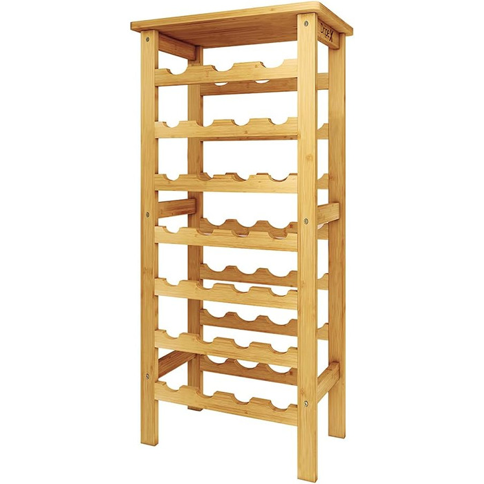 Dripex Wine Rack Bamboo Wine Bottle Rack 7 Tier Bottle Rack for Cellar Kitchen 27 Bottles 0.75 and 1 Liter 47 x 29 x 102CM