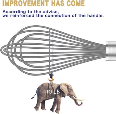 Стійкий силіконовий вінчик для кухні, професійний, з нержавіючої сталі та силікону, для антипригарного посуду, преміум-якість (набір Grau)