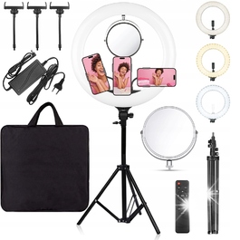 Кільцева LED-лампа для макіяжу, YouTube та TikTok з штативом, дзеркалом та пультом керування