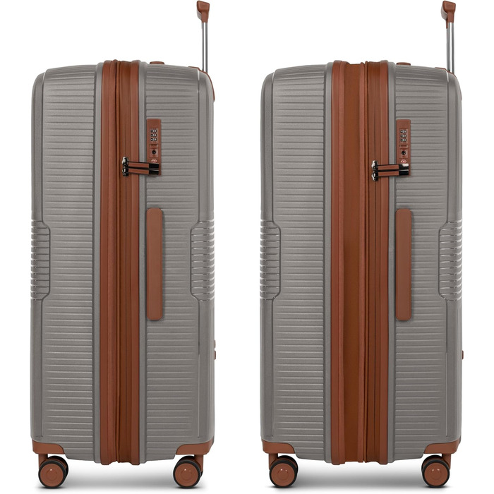 Набір валіз Eco Edition 3-в-1: міцні, розширювані, з TSA-замком | Розміри L (77 см) | Для жінок та чоловіків (Cappuccino)